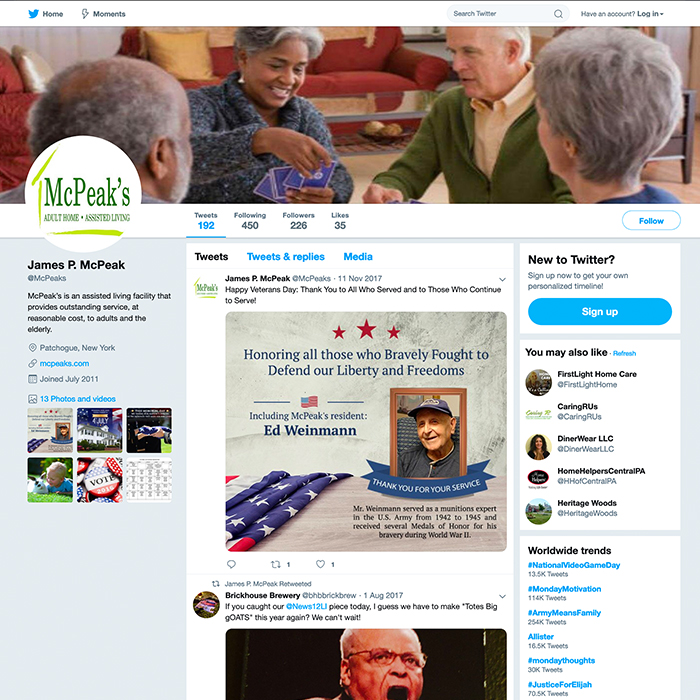 McPeak's Assisted Living Twitter Page