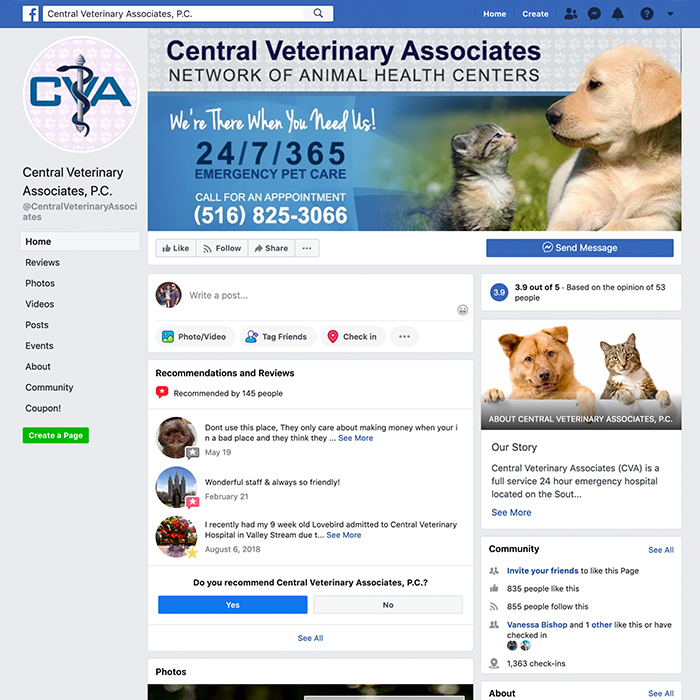 Central Veterinary Associates Facebook Page