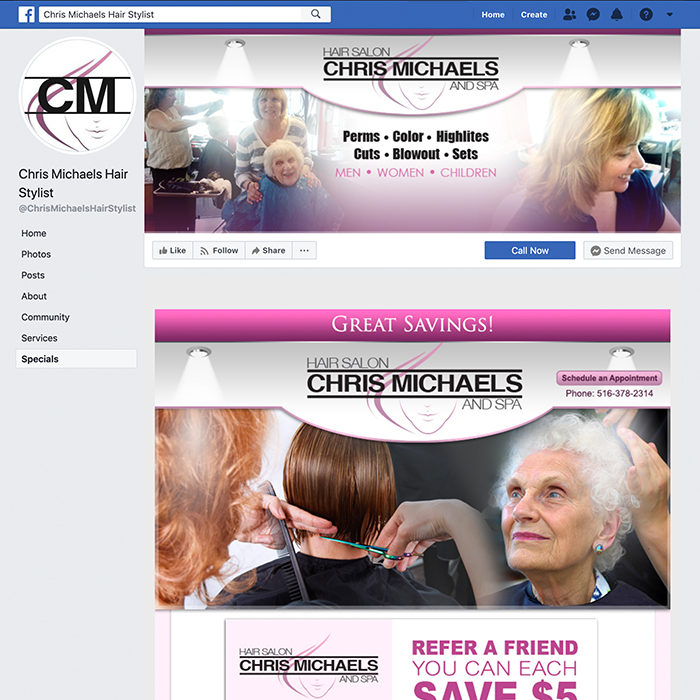Chris Michaels Hair Salon and Spa Facebook Page