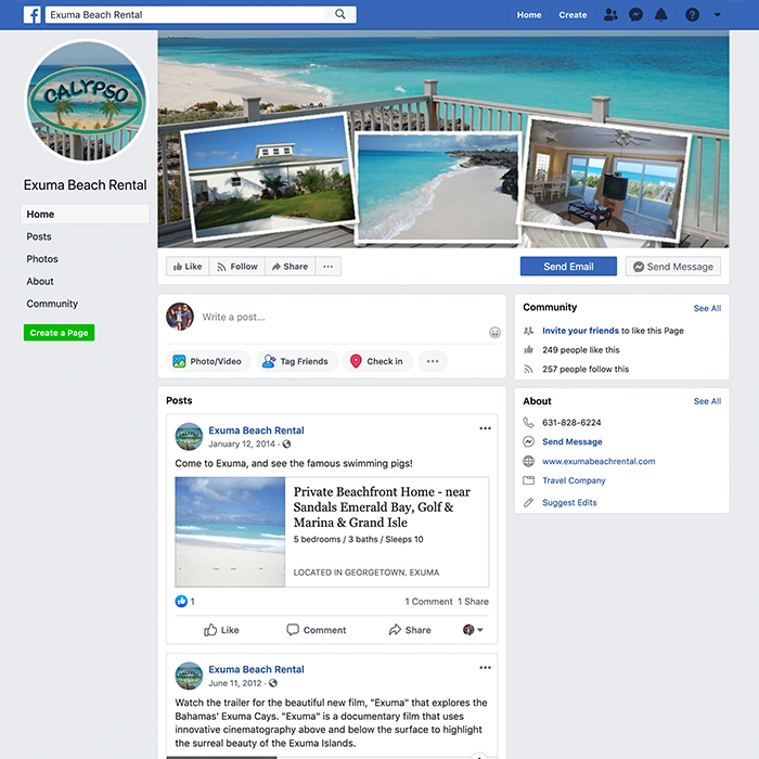 Exuma Beach Rental Facebook Page