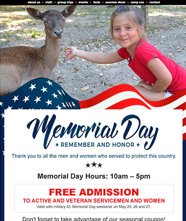 Long Island Game Farm: Memorial Day Email